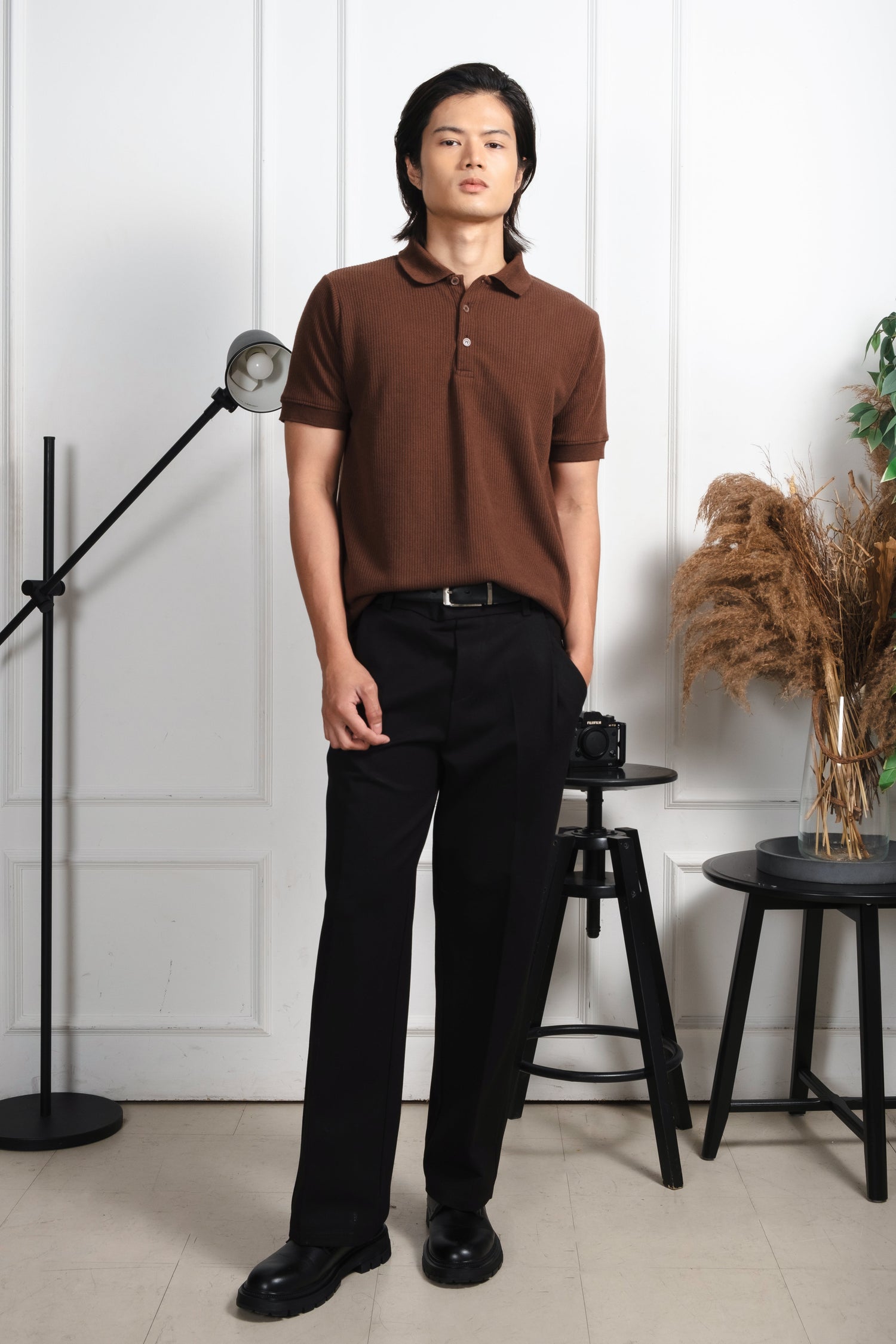 Slim-Fit Knitted Polo Shirt