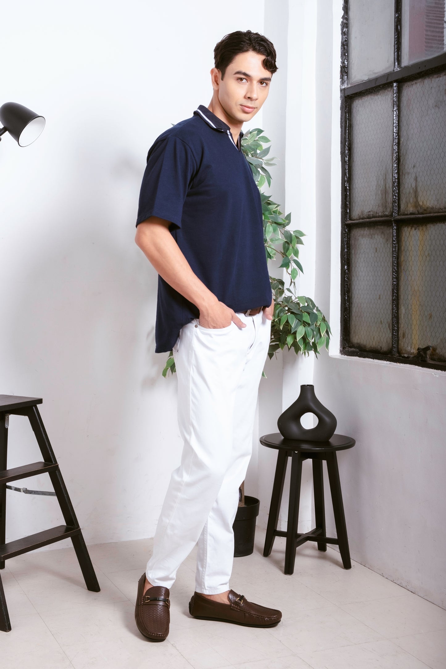 Oxford Knit Polo Shirt - Dark Navy