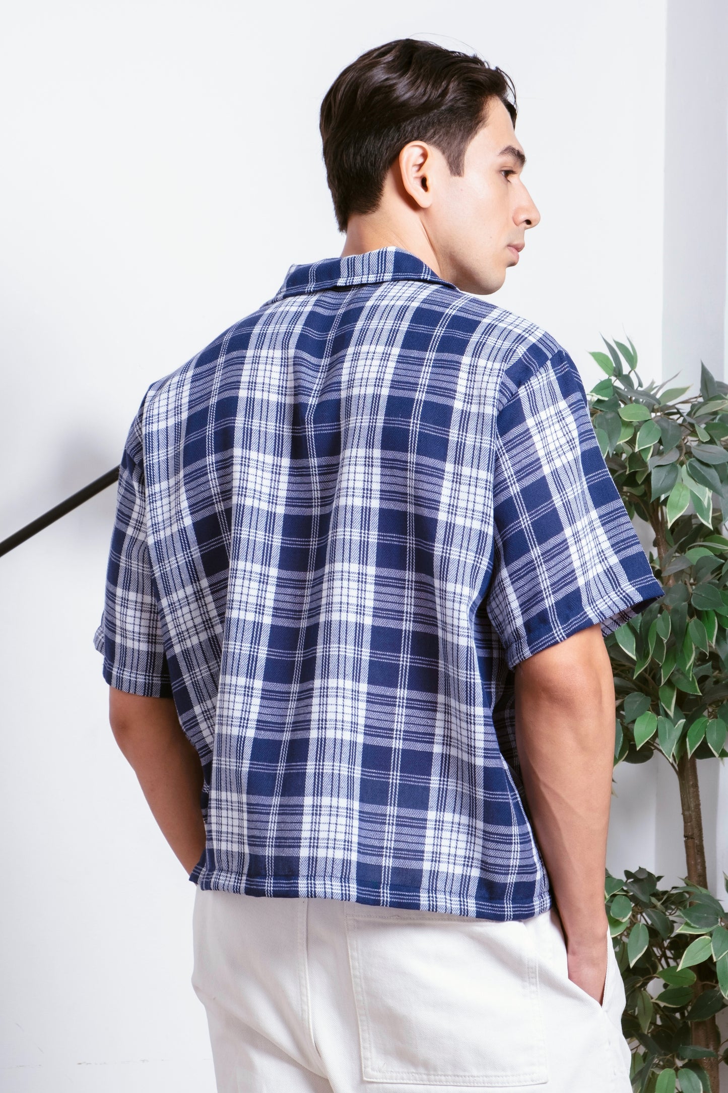 Vintage Boxy Cropped Shirt - Royal Blue
