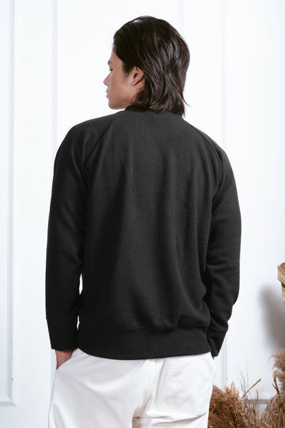 Tailored Fit Knitted Sweater - Black