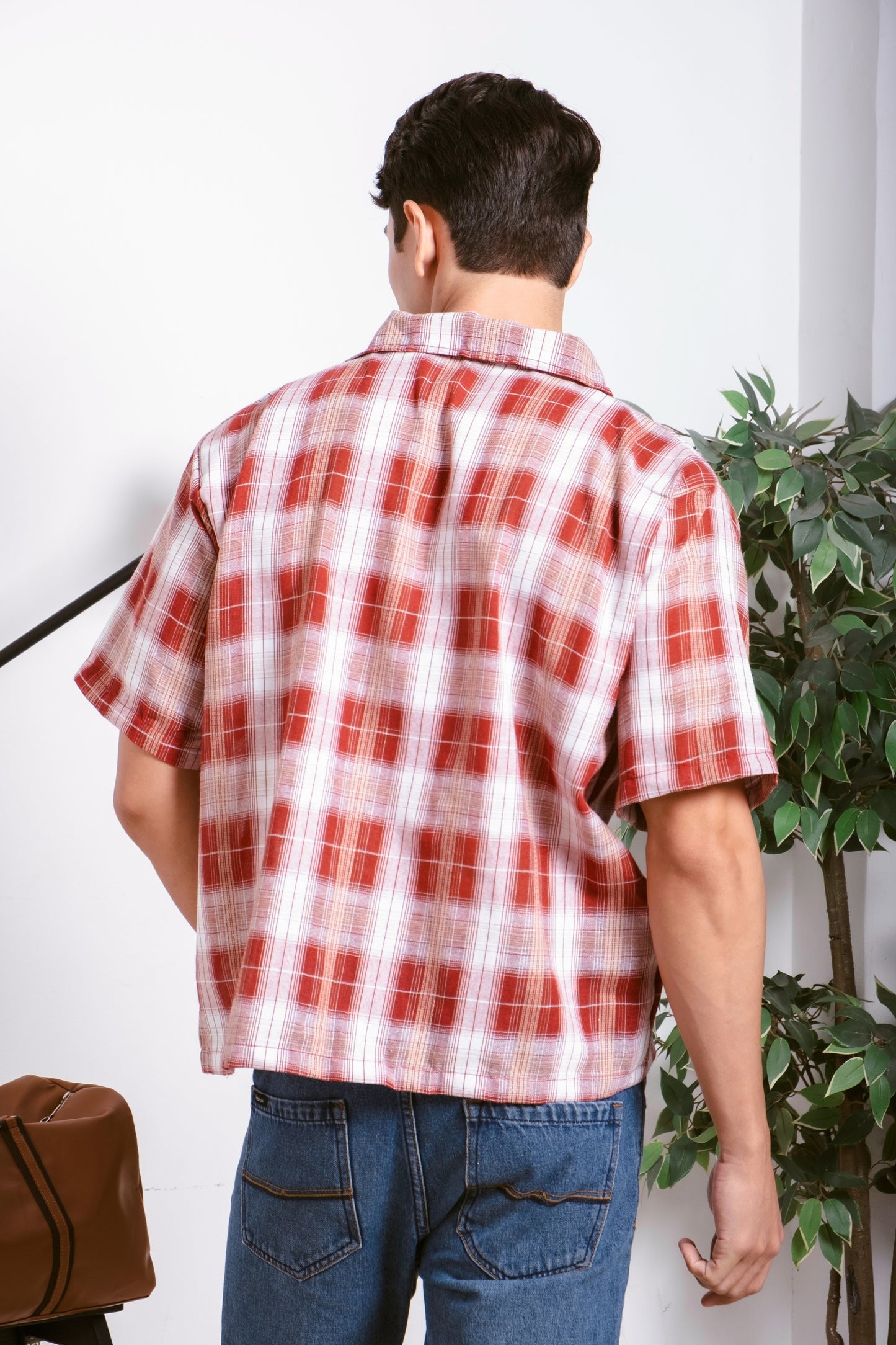 Vintage Boxy Cropped Shirt - White/Red