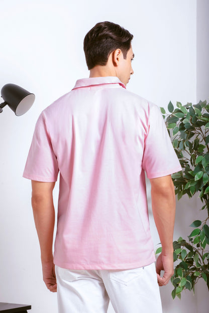 Classic V-Neck Polo Shirt - Light Pink