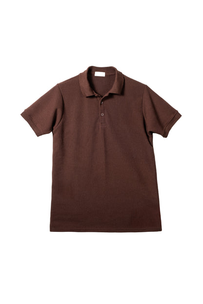 Slim-Fit Knitted Polo Shirt - Cedar Brown