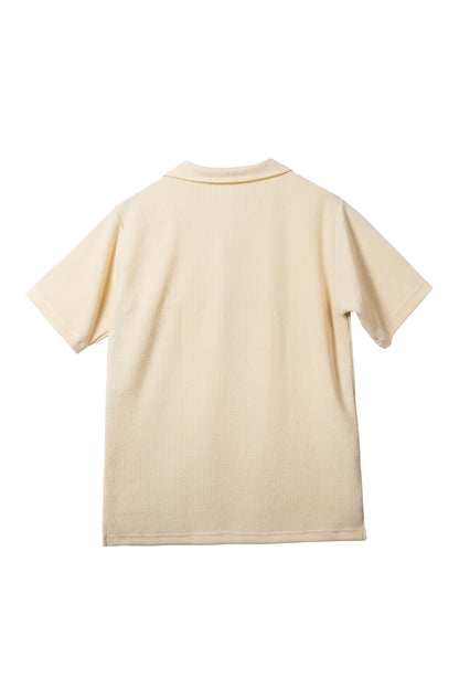 Knitted Open Collar Polo Shirt - Tuscan Cream