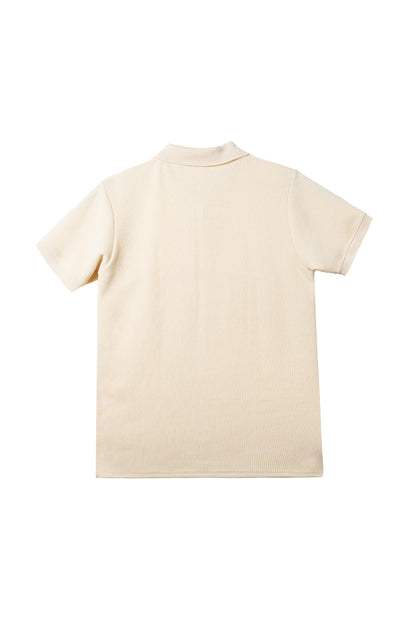 Slim-Fit Knitted Polo Shirt - Tuscan Cream