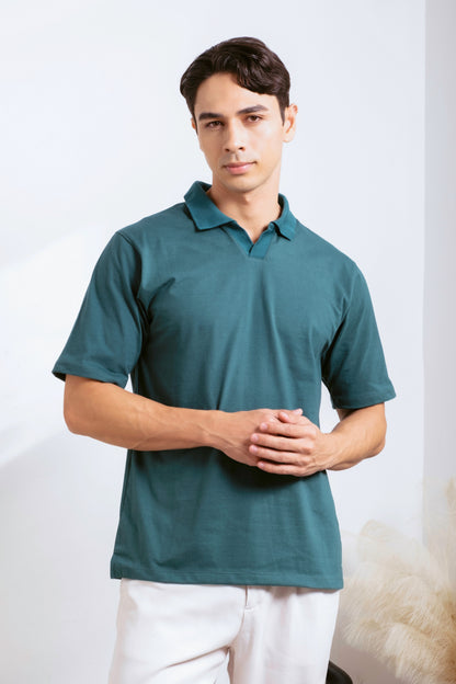 Classic V-Neck Polo Shirt - British Racing Green