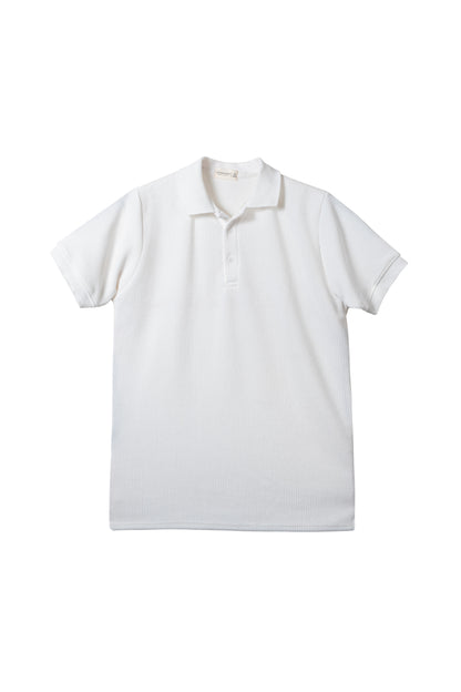 Slim-Fit Knitted Polo Shirt - Classic White