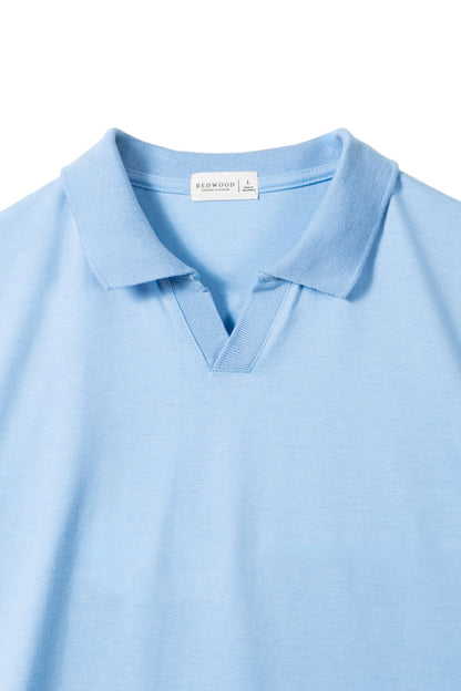 Classic V-Neck Polo Shirt - Powder Blue