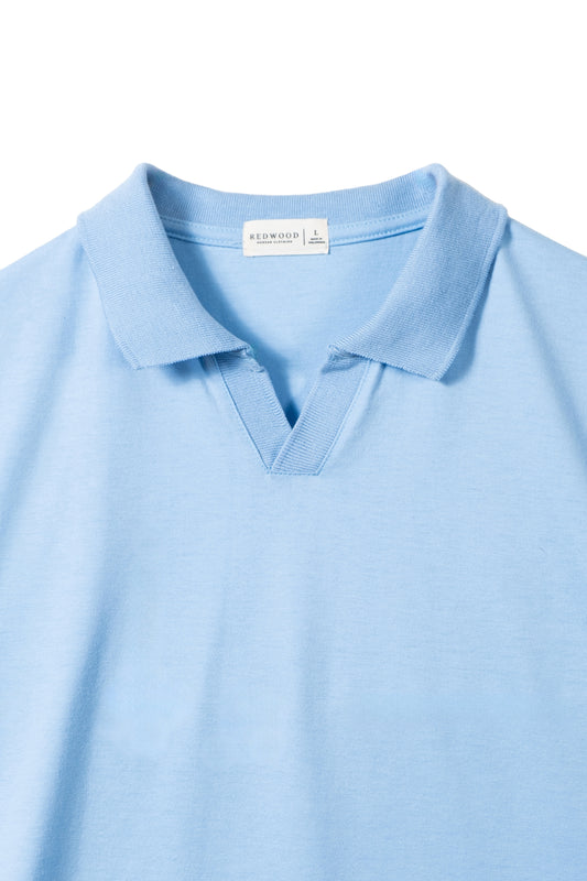 Classic V-Neck Polo Shirt - Powder Blue