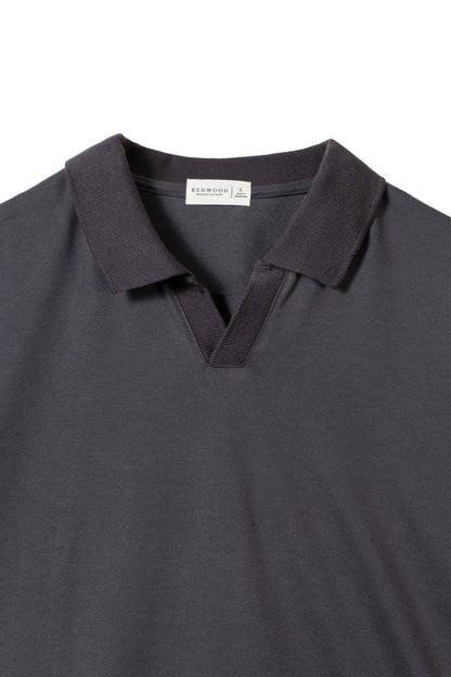 Classic V-Neck Polo Shirt - Dark Gray