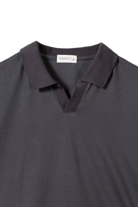 Classic V-Neck Polo Shirt - Dark Gray