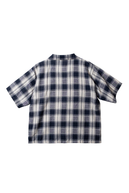 Vintage Boxy Cropped Shirt - Off White/D.Blue