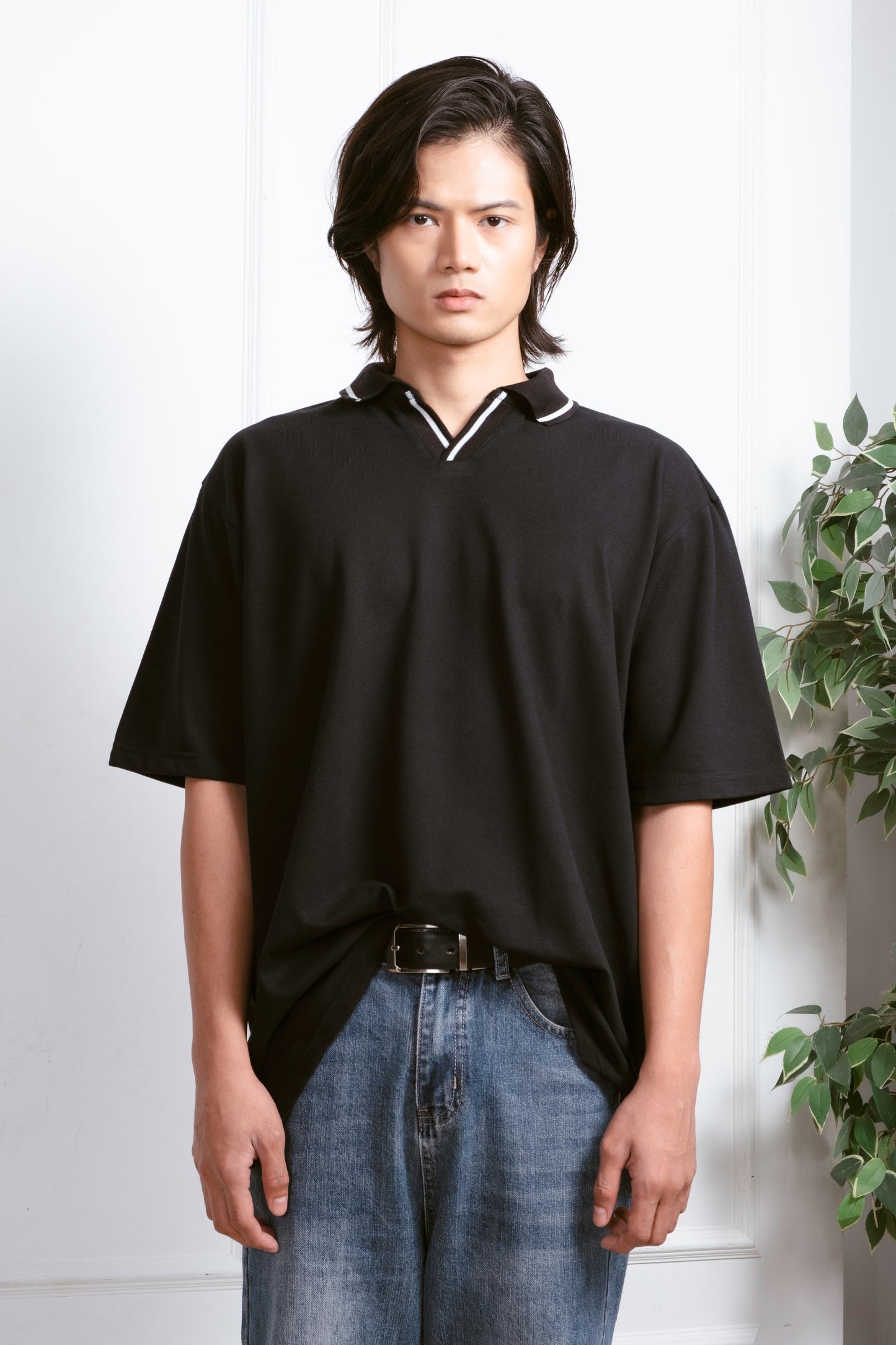 Oxford Knit Polo Shirt - Black