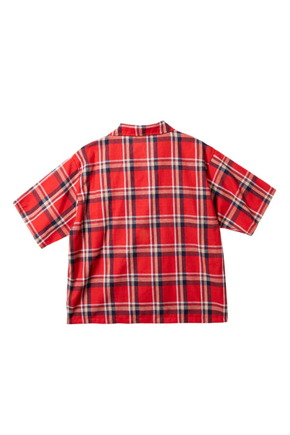 Vintage Boxy Cropped Shirt - Crimson Red
