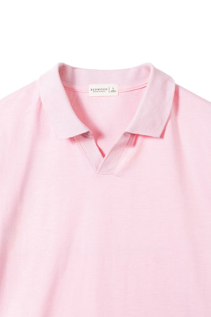 Classic V-Neck Polo Shirt - Light Pink