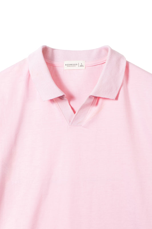 Classic V-Neck Polo Shirt - Light Pink