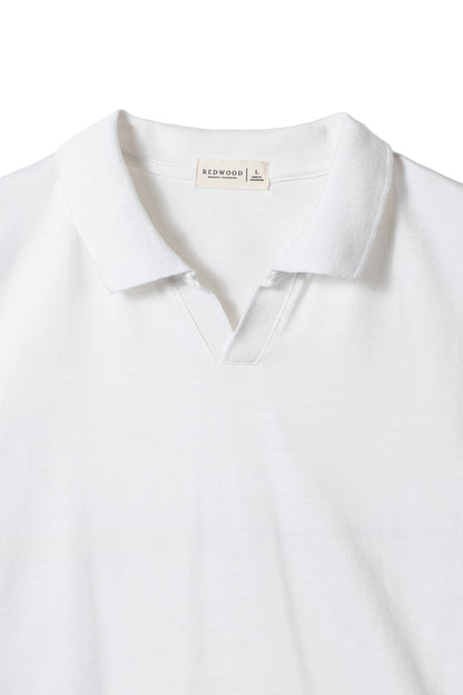 Classic V-Neck Polo Shirt - White