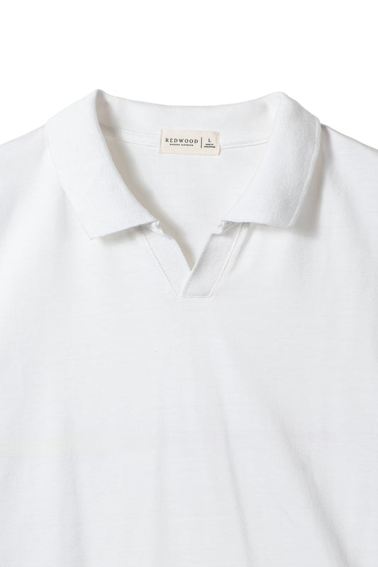 Classic V-Neck Polo Shirt - White