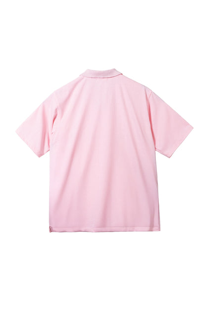 Classic V-Neck Polo Shirt - Light Pink