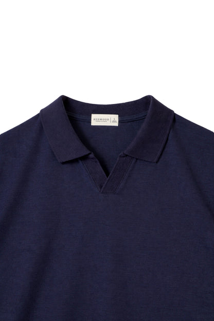 Classic V-Neck Polo Shirt - Dark Navy