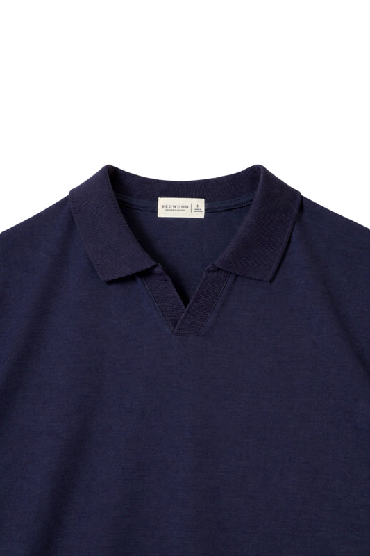 Classic V-Neck Polo Shirt - Dark Navy