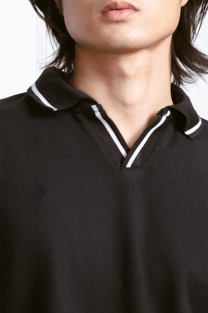 Oxford Knit Polo Shirt - Black