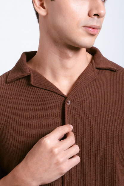 Knitted Shirt - Cedar Brown