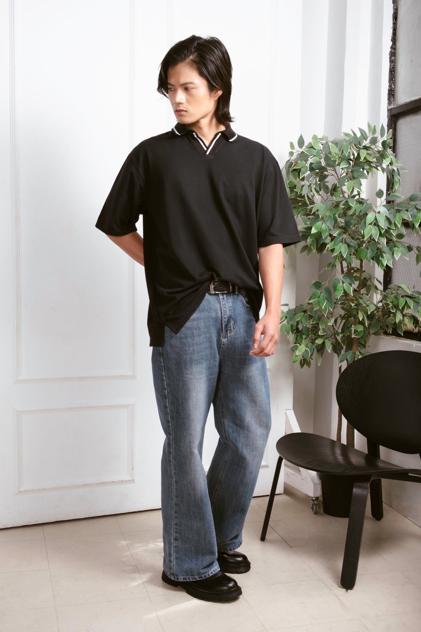 Oxford Knit Polo Shirt - Black