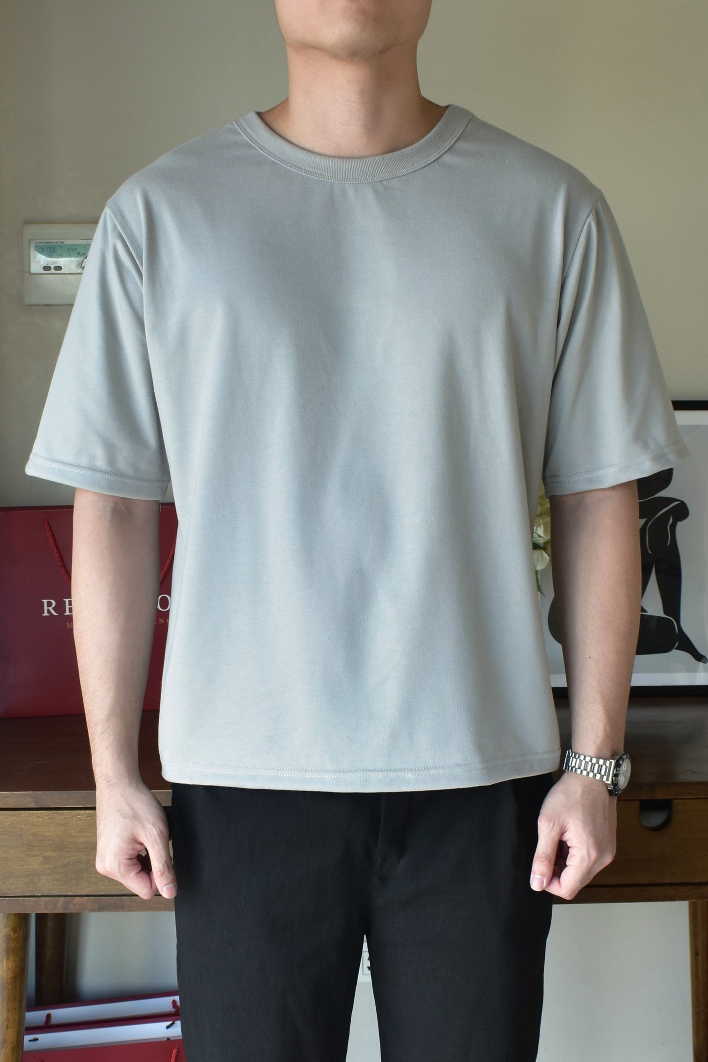 Structured Crew Tee - Stone Gray