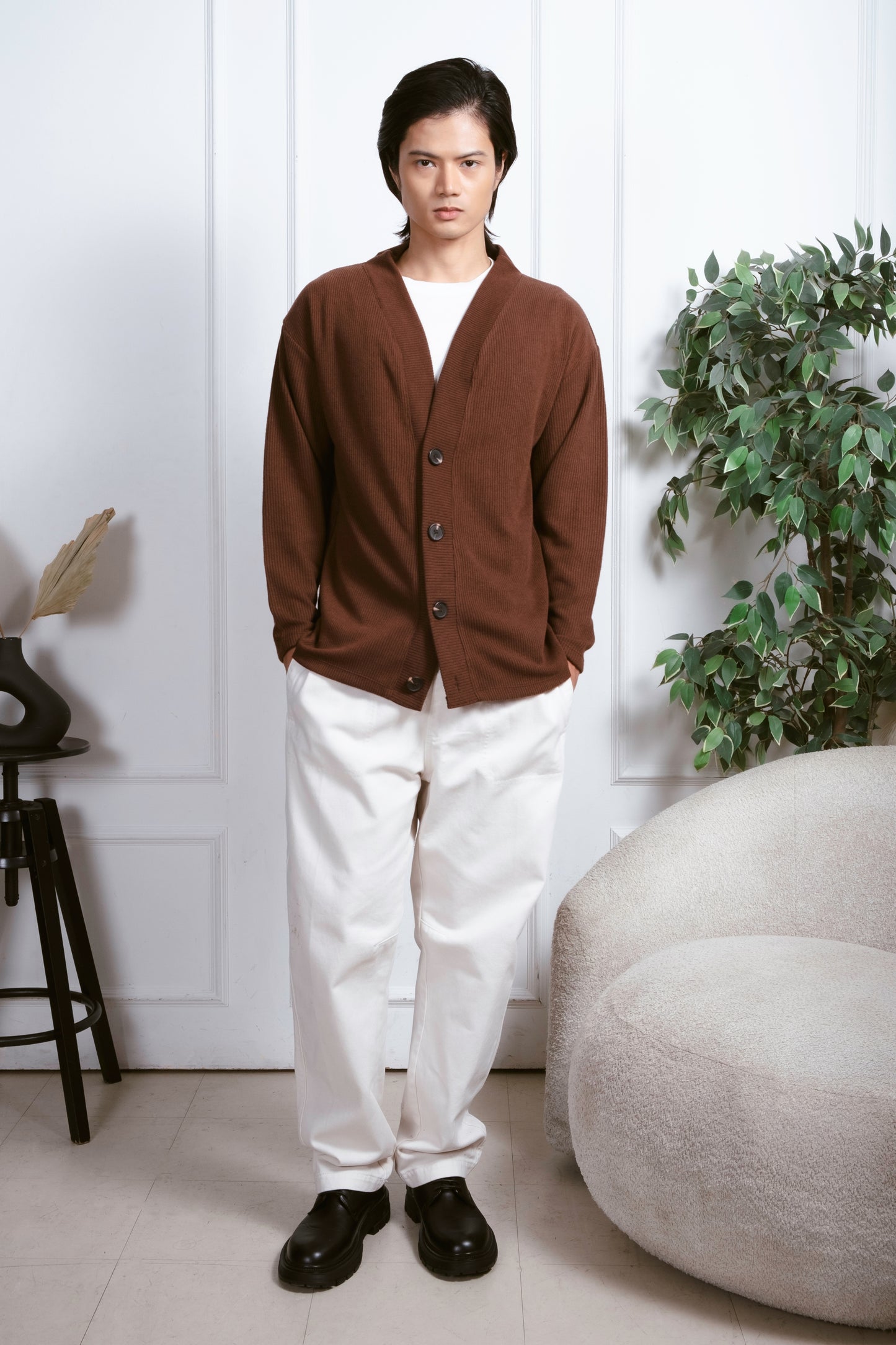 Knitted Cardigan - Cedar Brown