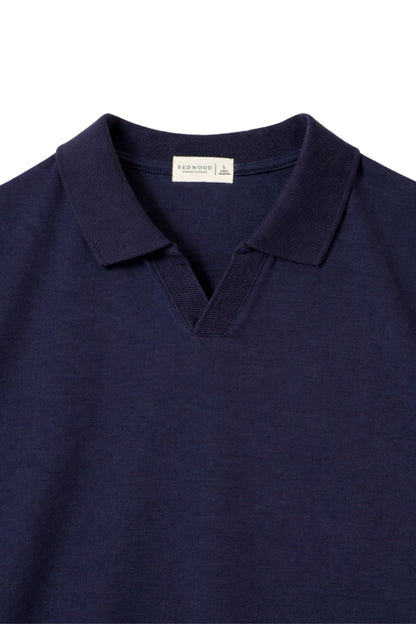 Classic V-Neck Polo Shirt - Dark Navy