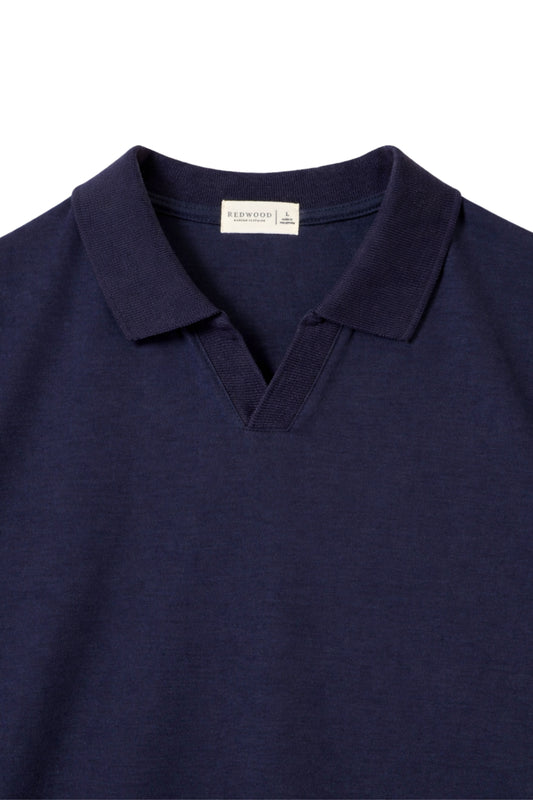 Classic V-Neck Polo Shirt - Dark Navy